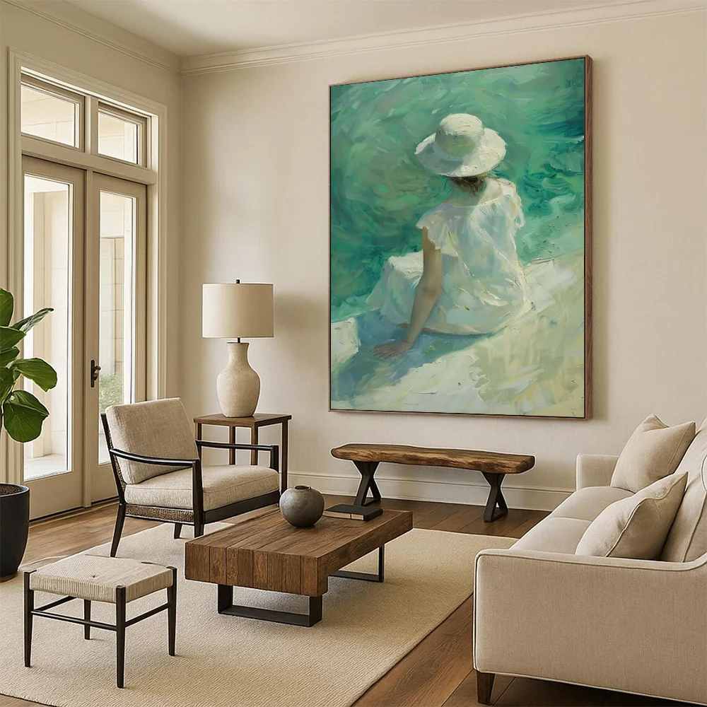Beach Handmade Seaside Figure Tones Artwork 57QVT